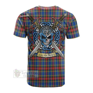 MacBeth (McBeth) Tartan Cotton T-shirt with Family Crest Celtic Skull Style