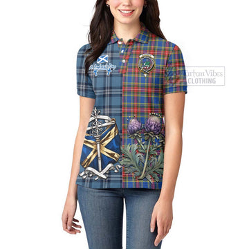 Tartan Vibes Clothing MacBeth (McBeth) Tartan Women's Polo Shirt Happy St. Andrew's Day Half Tartan Style