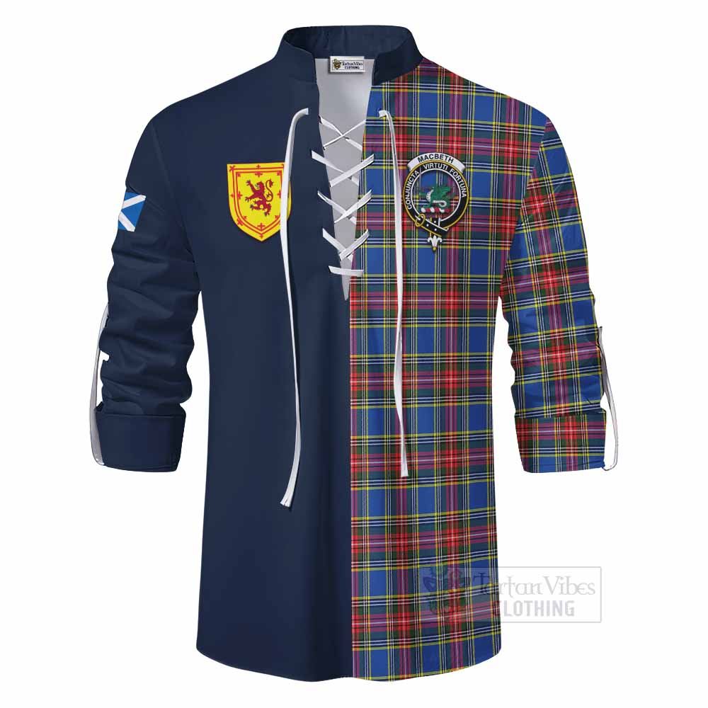 MacBeth (McBeth) Tartan Ghillie Kilt Shirt Alba with Scottish Lion Royal Arm Half Style - Tartan Vibes Clothing