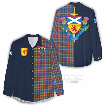 MacBeth (McBeth) Tartan Women's Casual Shirt Alba with Scottish Lion Royal Arm Half Style - Tartan Vibes Clothing