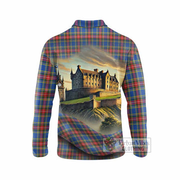 MacBeth (McBeth) Tartan Family Crest Long Sleeve Polo Shirt with Scottish Ancient Castle Style - Tartan Vibes Clothing