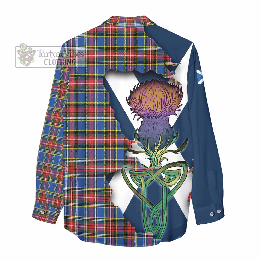 Tartan Vibes Clothing MacBeth (McBeth) Tartan Family Crest Women's Casual Shirt Scottish Thistle Celtic Inspired