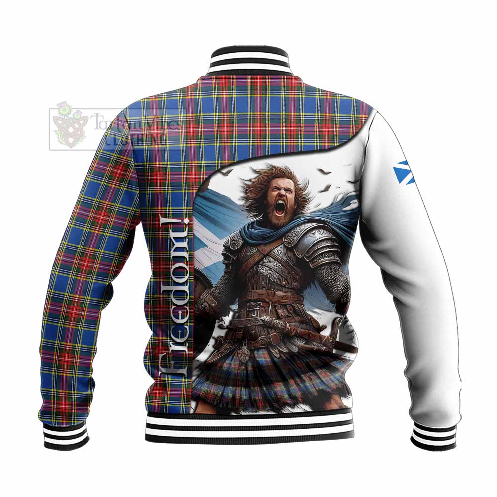 Tartan Vibes Clothing MacBeth (McBeth) Crest Tartan Baseball Jacket Inspired by the Freedom of Scottish Warrior