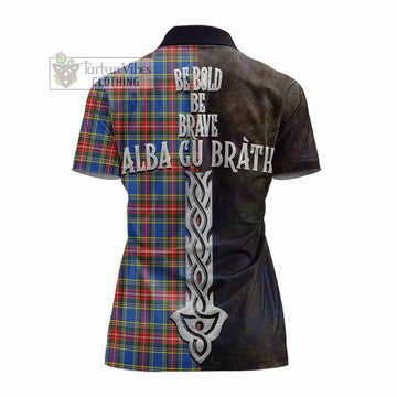 MacBeth (McBeth) Tartan Family Crest Women's Polo Shirt Alba Gu Brath Be Brave Lion Ancient Style