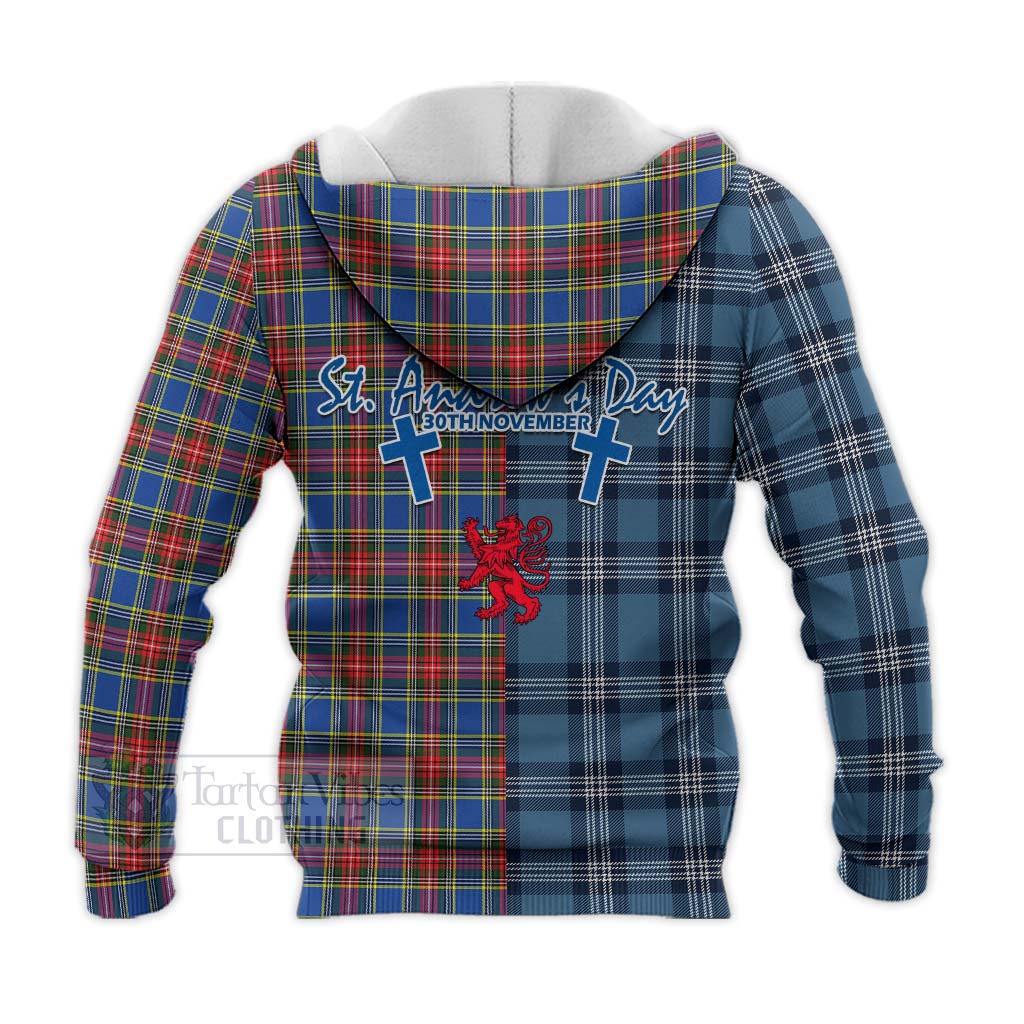 Tartan Vibes Clothing MacBeth (McBeth) Tartan Knitted Hoodie Happy St. Andrew's Day Half Tartan Style