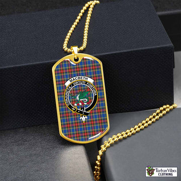 Tartan Vibes Clothing MacBeth (McBeth) Tartan Dog Tag Necklace with Family Crest
