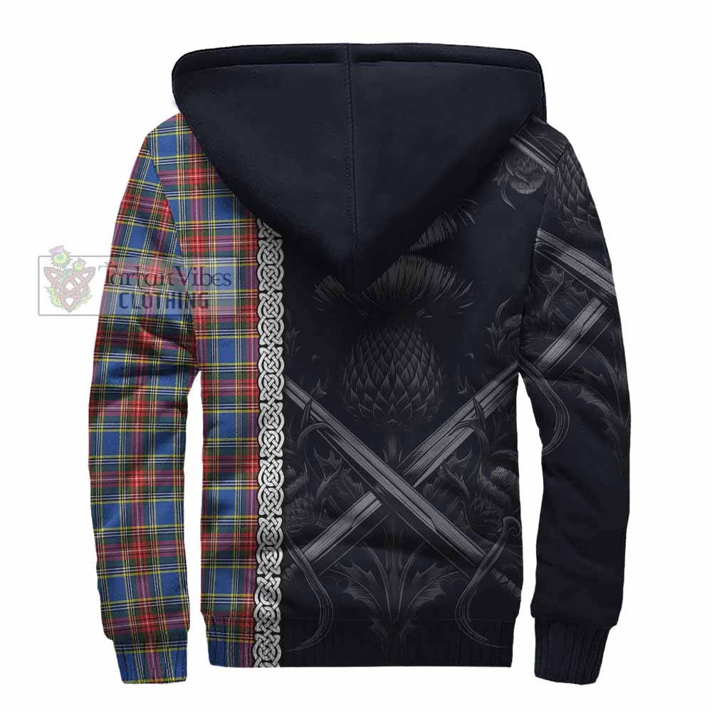 MacBeth (McBeth) Tartan Sherpa Hoodie with Family Crest Cross Sword Thistle Celtic Vibes - Tartan Vibes Clothing