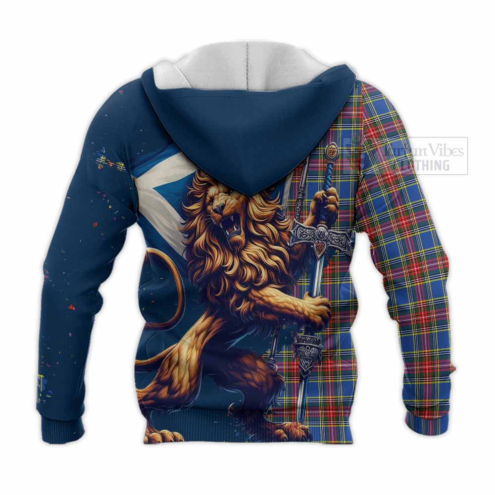 MacBeth (McBeth) Tartan Family Crest Knitted Hoodie with Scottish Majestic Lion - Tartan Vibes Clothing