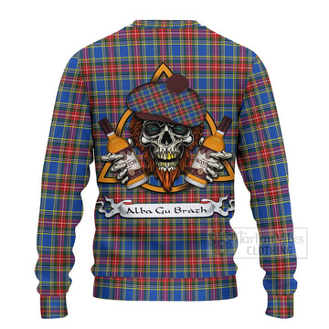 MacBeth (McBeth) Tartan Ugly Sweater with Family Crest and Bearded Skull Holding Bottles of Whiskey - Tartan Vibes Clothing
