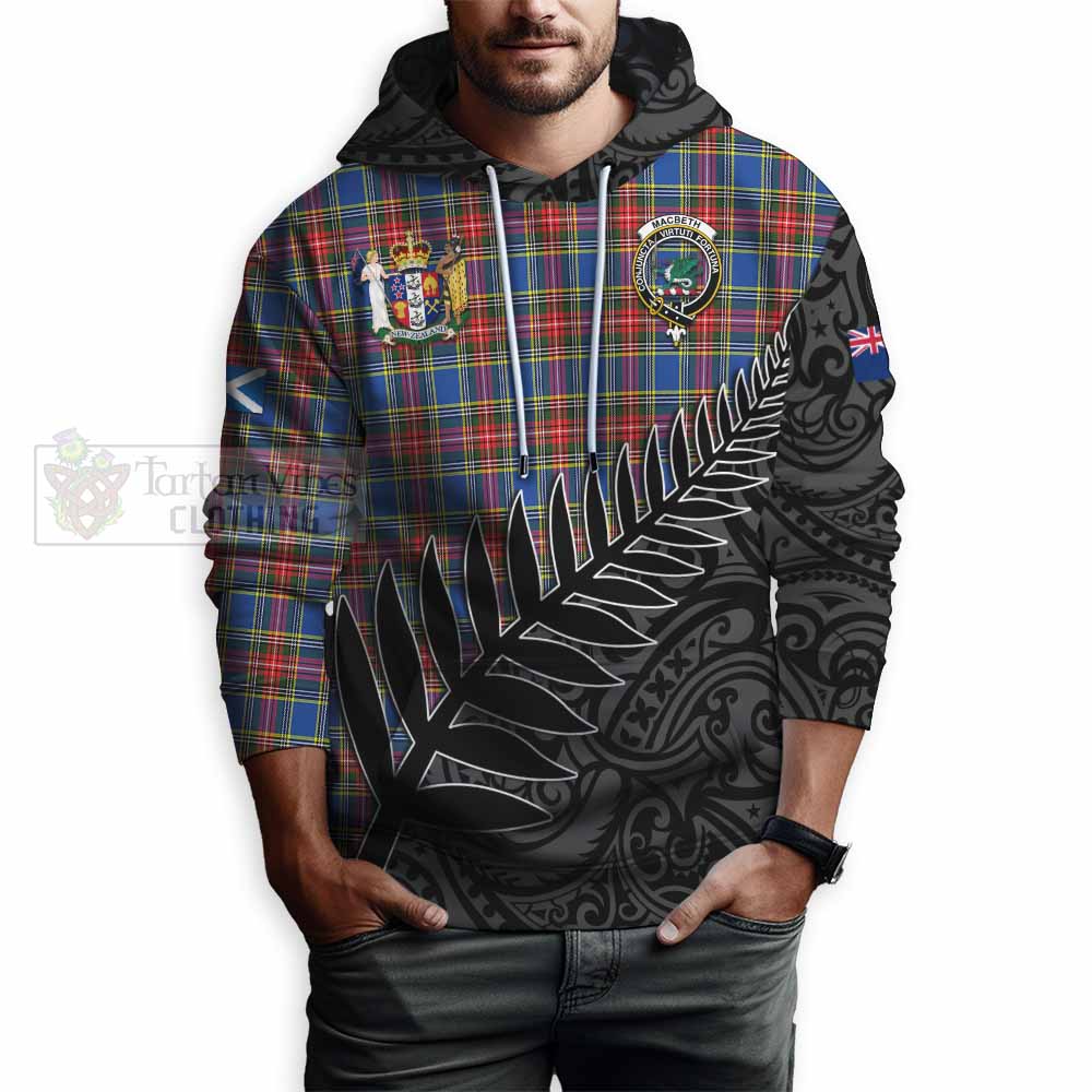 MacBeth (McBeth) Crest Tartan Hoodie with New Zealand Silver Fern Half Style - Tartan Vibes Clothing