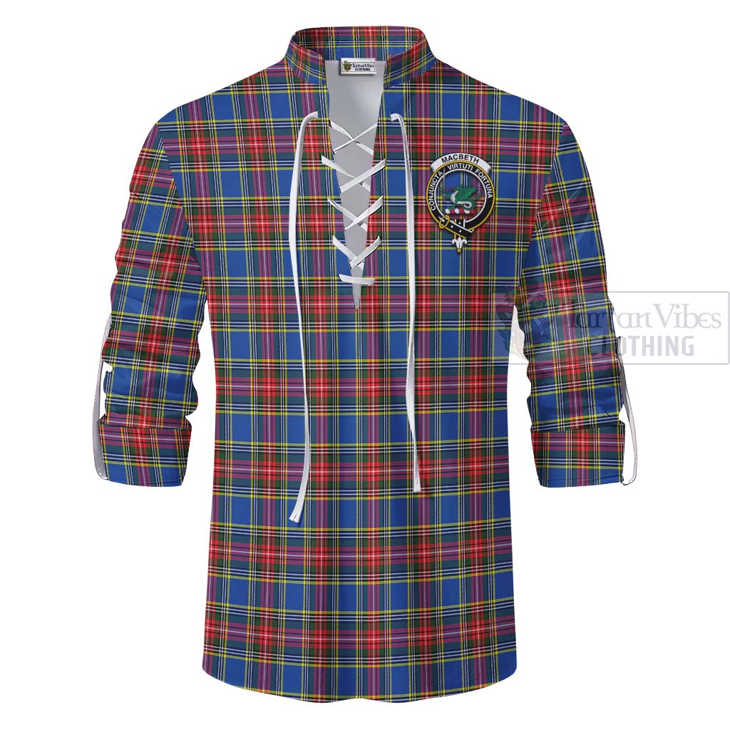 MacBeth (McBeth) Tartan Ghillie Kilt Shirt with Family Crest Celtic Skull Style - Tartan Vibes Clothing