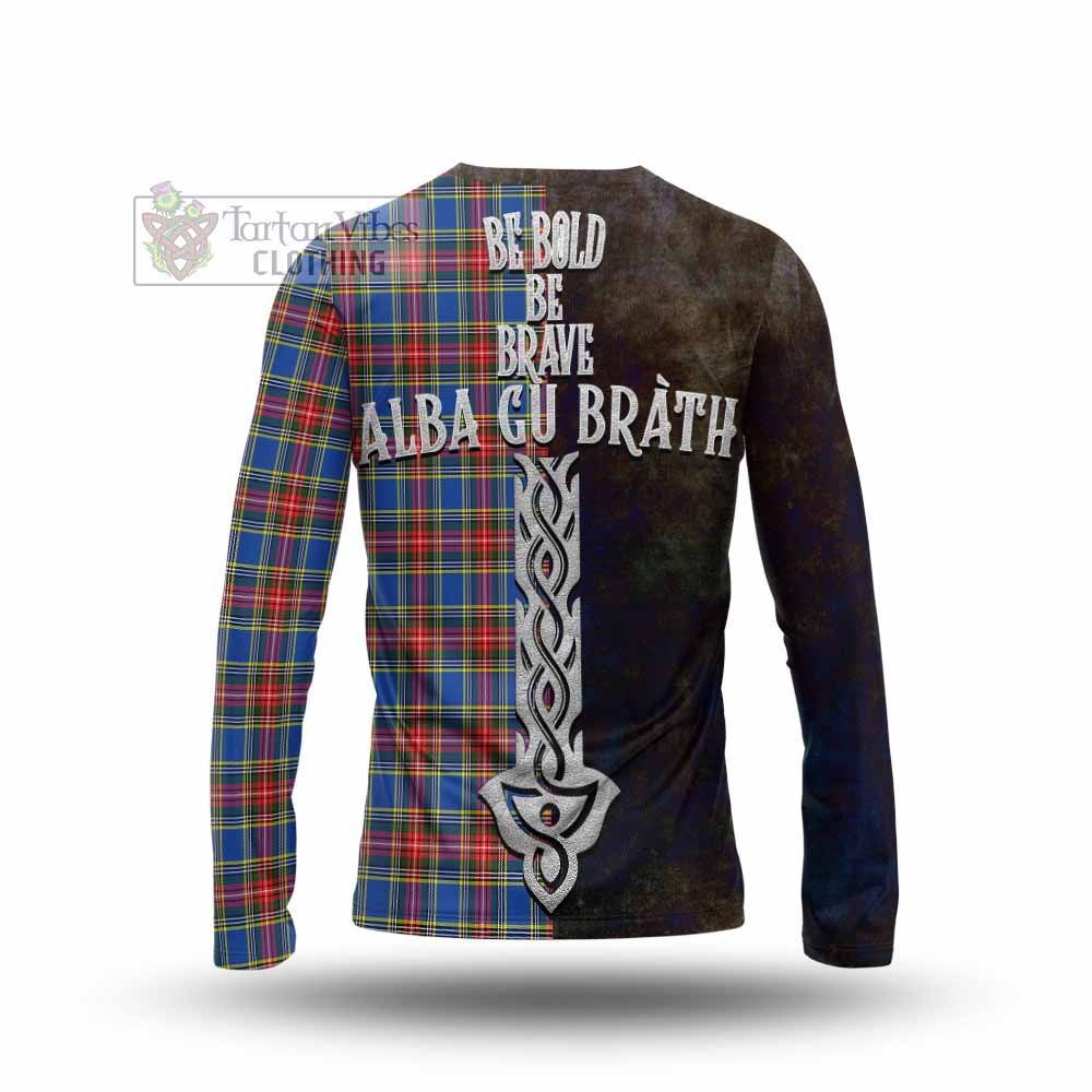 Tartan Vibes Clothing MacBeth (McBeth) Tartan Family Crest Long Sleeve T-Shirt Alba Gu Brath Be Brave Lion Ancient Style