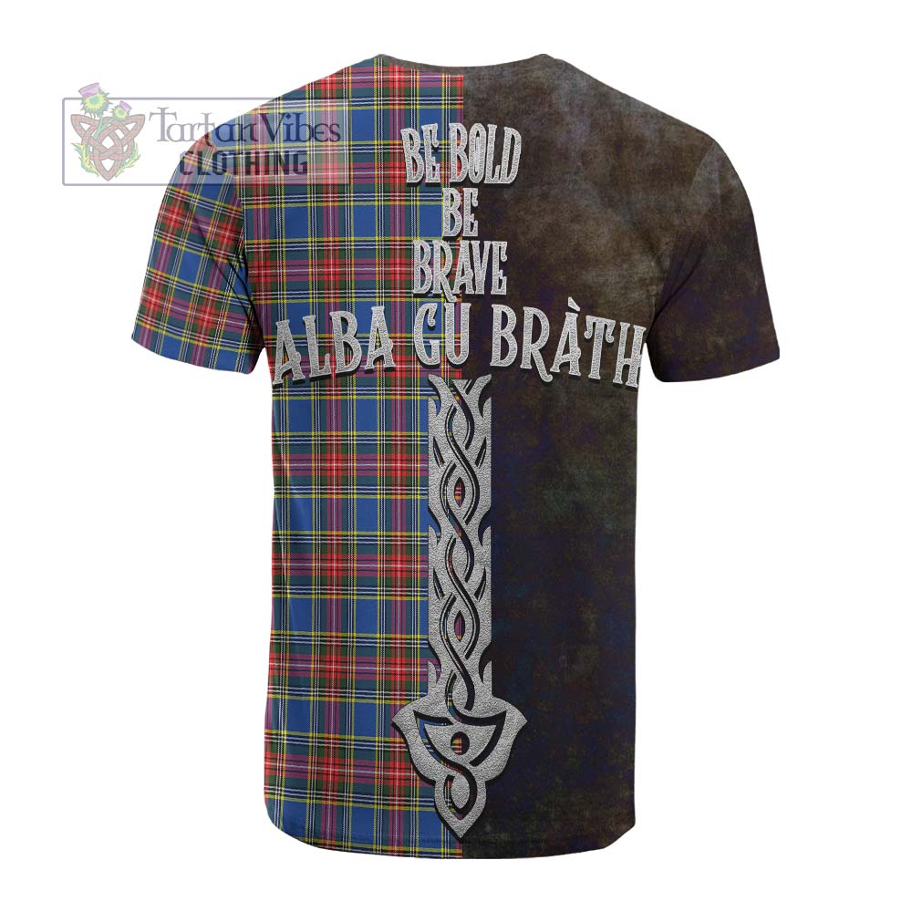 MacBeth (McBeth) Tartan Family Crest Cotton T-shirt Alba Gu Brath Be Brave Lion Ancient Style - Tartan Vibes Clothing