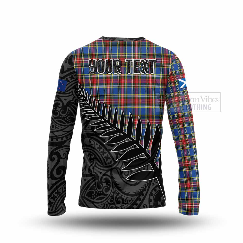 MacBeth (McBeth) Crest Tartan Long Sleeve T-Shirt with New Zealand Silver Fern Half Style - Tartan Vibes Clothing