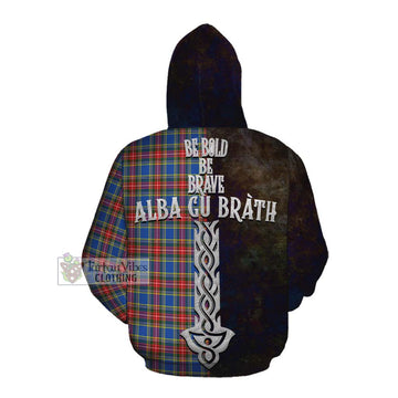 MacBeth (McBeth) Tartan Family Crest Cotton Hoodie Alba Gu Brath Be Brave Lion Ancient Style