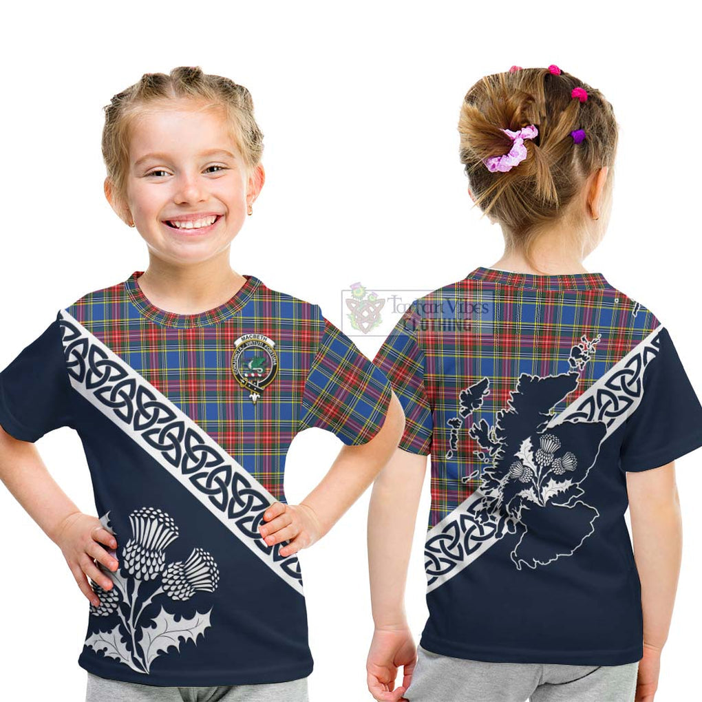MacBeth (McBeth) Tartan Kid T-Shirt Featuring Thistle and Scotland Map - Tartan Vibes Clothing