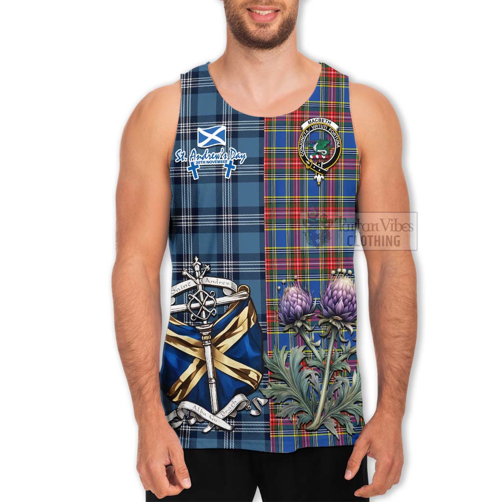 MacBeth (McBeth) Tartan Men's Tank Top Happy St. Andrew's Day Half Tartan Style - Tartan Vibes Clothing