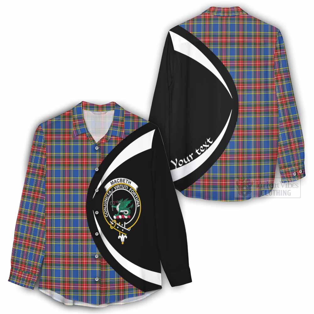 MacBeth (McBeth) Tartan Women's Casual Shirt with Family Crest Circle Style - Tartan Vibes Clothing