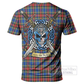 MacBeth (McBeth) Tartan T-Shirt with Family Crest Celtic Skull Style - Tartan Vibes Clothing