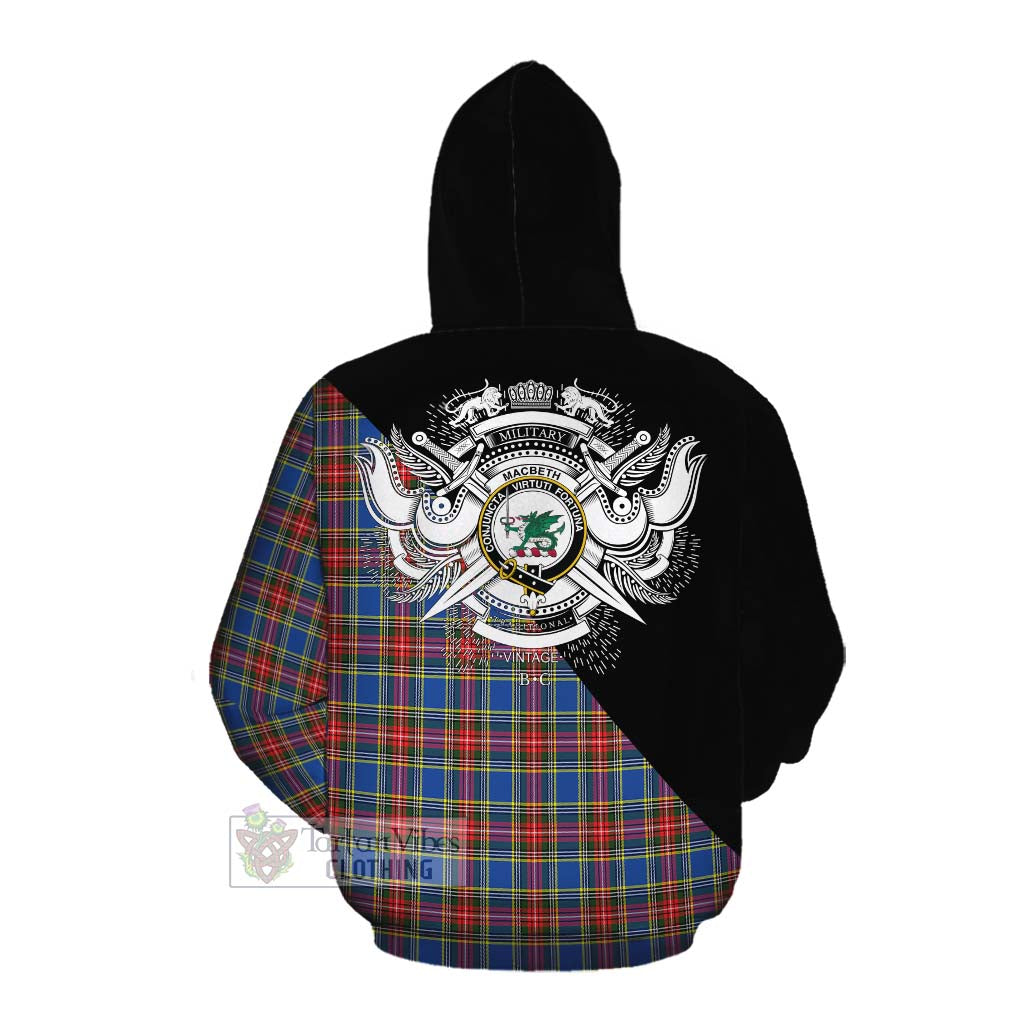 MacBeth (McBeth) Tartan Cotton Hoodie with Family Crest and Military Logo Style Pullover Hoodie - Tartan Vibes Clothing