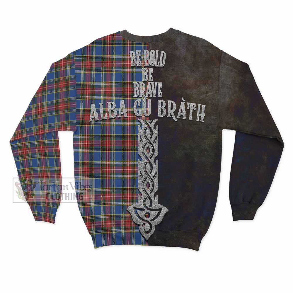 Tartan Vibes Clothing MacBeth (McBeth) Tartan Family Crest Sweatshirt Alba Gu Brath Be Brave Lion Ancient Style