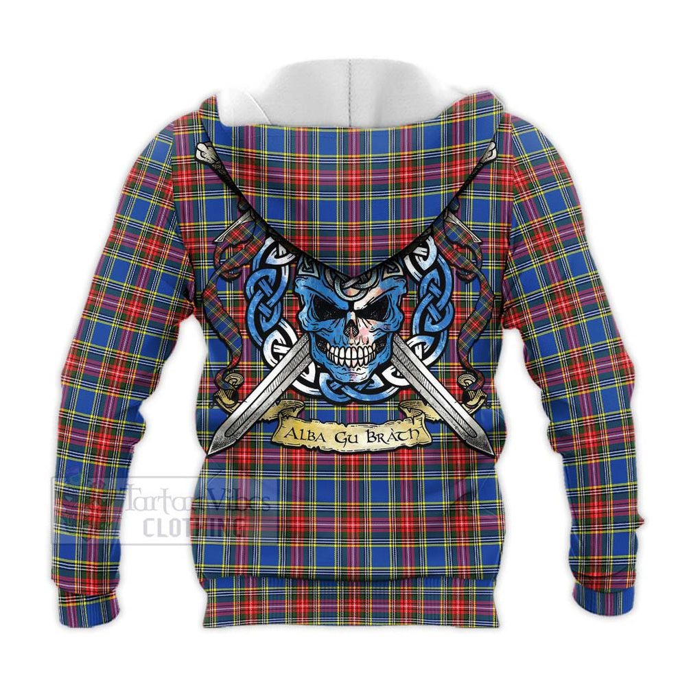 MacBeth (McBeth) Tartan Knitted Hoodie with Family Crest Celtic Skull Style - Tartan Vibes Clothing