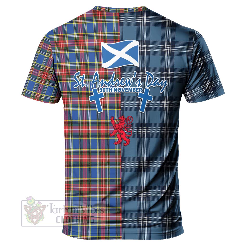 MacBeth (McBeth) Tartan T-Shirt Happy St. Andrew's Day Half Tartan Style - Tartan Vibes Clothing