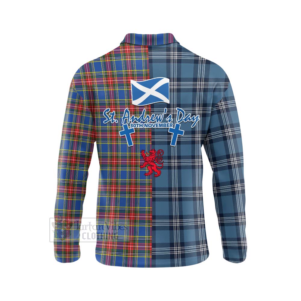 MacBeth (McBeth) Tartan Long Sleeve Polo Shirt Happy St. Andrew's Day Half Tartan Style - Tartan Vibes Clothing