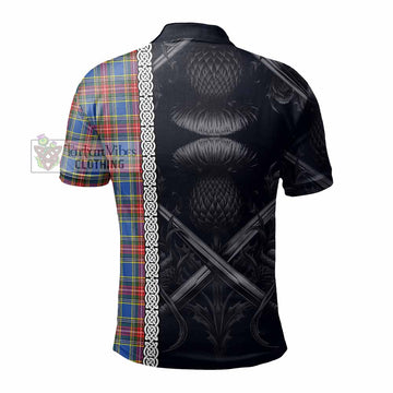 Tartan Vibes Clothing MacBeth (McBeth) Tartan Polo Shirt with Family Crest Cross Sword Thistle Celtic Vibes