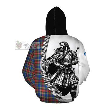 Tartan Vibes Clothing MacBeth (McBeth) Tartan Clan Crest Cotton Hoodie with Highlander Warrior Celtic Style
