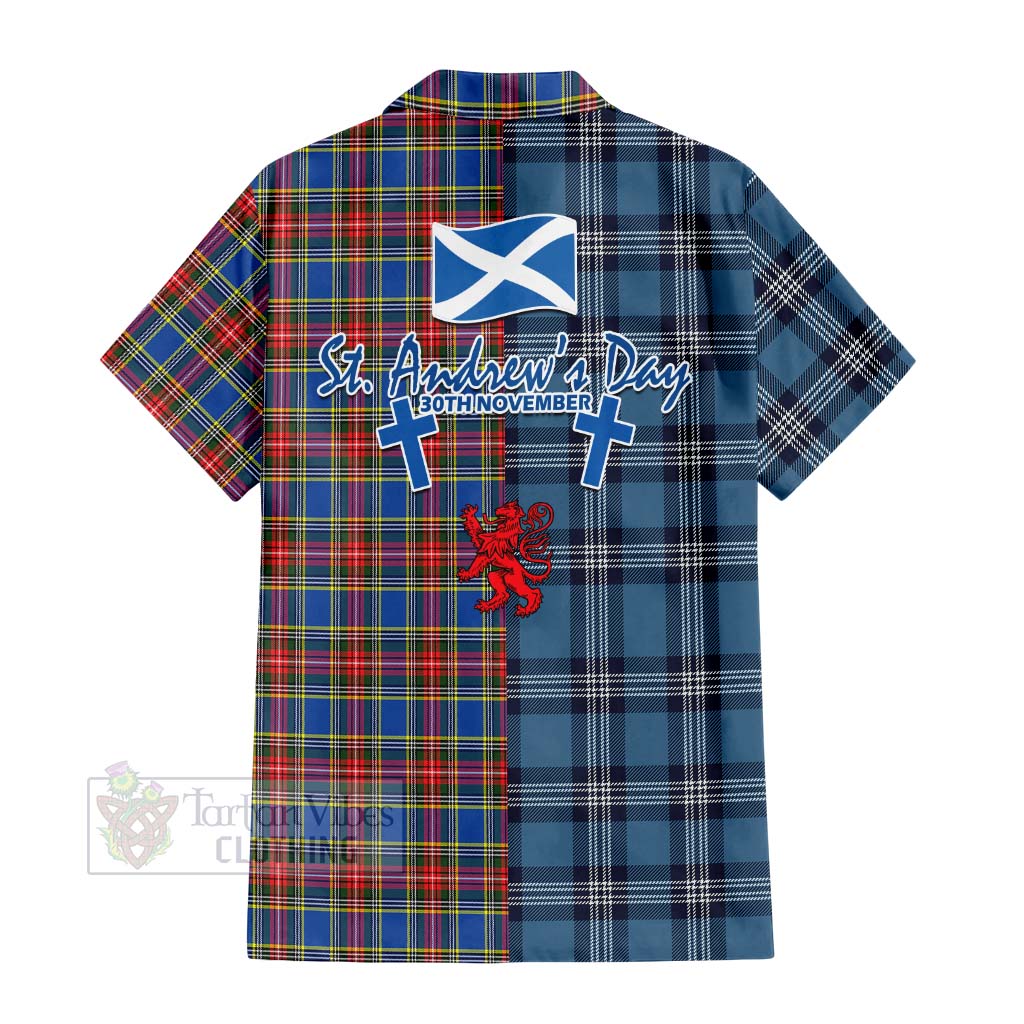 MacBeth (McBeth) Tartan Hawaiian Shirt Happy St. Andrew's Day Half Tartan Style - Tartan Vibes Clothing