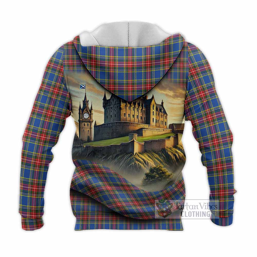 Tartan Vibes Clothing MacBeth (McBeth) Tartan Family Crest Knitted Hoodie with Scottish Ancient Castle Style