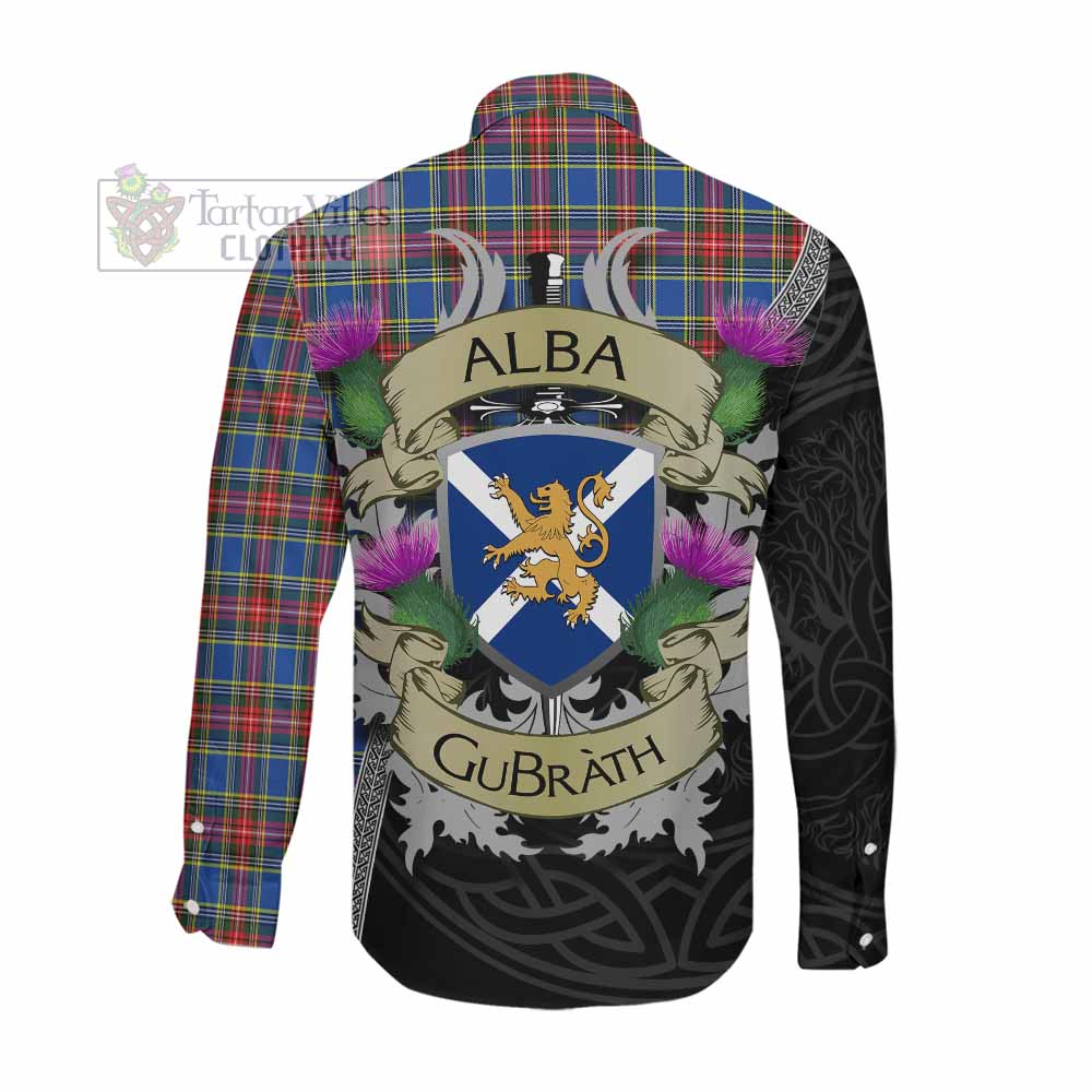 Tartan Vibes Clothing MacBeth (McBeth) Tartan Family Crest Long Sleeve Button Shirt Lion Rampant Royal Thistle Shield Celtic Inspired