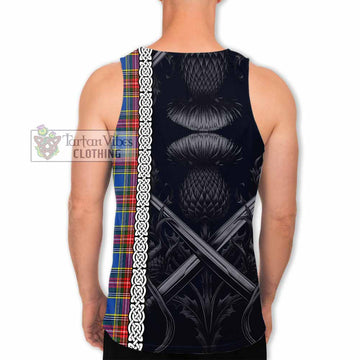 MacBeth (McBeth) Tartan Men's Tank Top with Family Crest Cross Sword Thistle Celtic Vibes