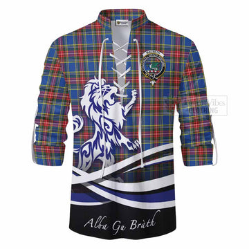 MacBeth (McBeth) Tartan Ghillie Kilt Shirt with Alba Gu Brath Regal Lion Emblem - Tartan Vibes Clothing