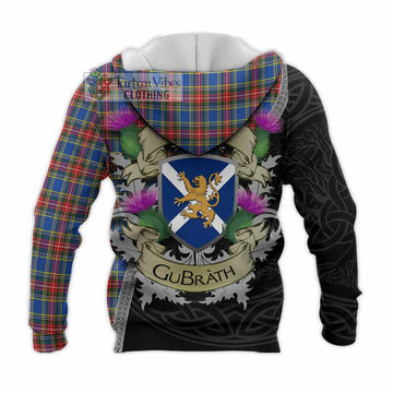MacBeth (McBeth) Tartan Family Crest Knitted Hoodie Lion Rampant Royal Thistle Shield Celtic Inspired