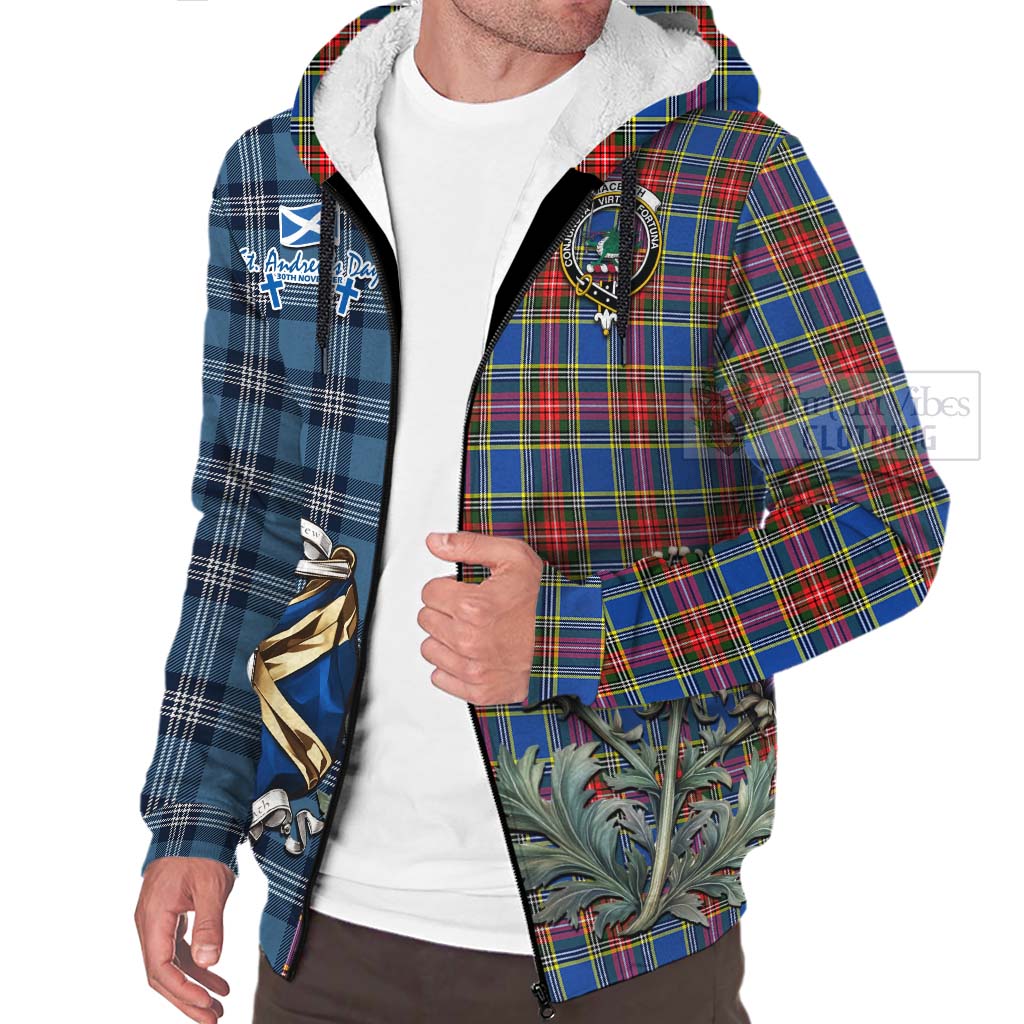 MacBeth (McBeth) Tartan Sherpa Hoodie Happy St. Andrew's Day Half Tartan Style Unisex - Tartan Vibes Clothing