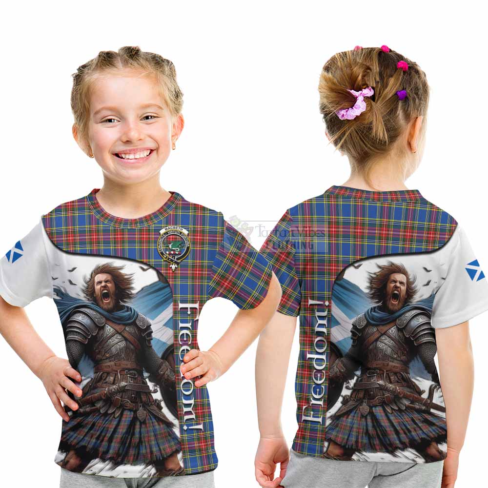 Tartan Vibes Clothing MacBeth (McBeth) Crest Tartan Kid T-Shirt Inspired by the Freedom of Scottish Warrior