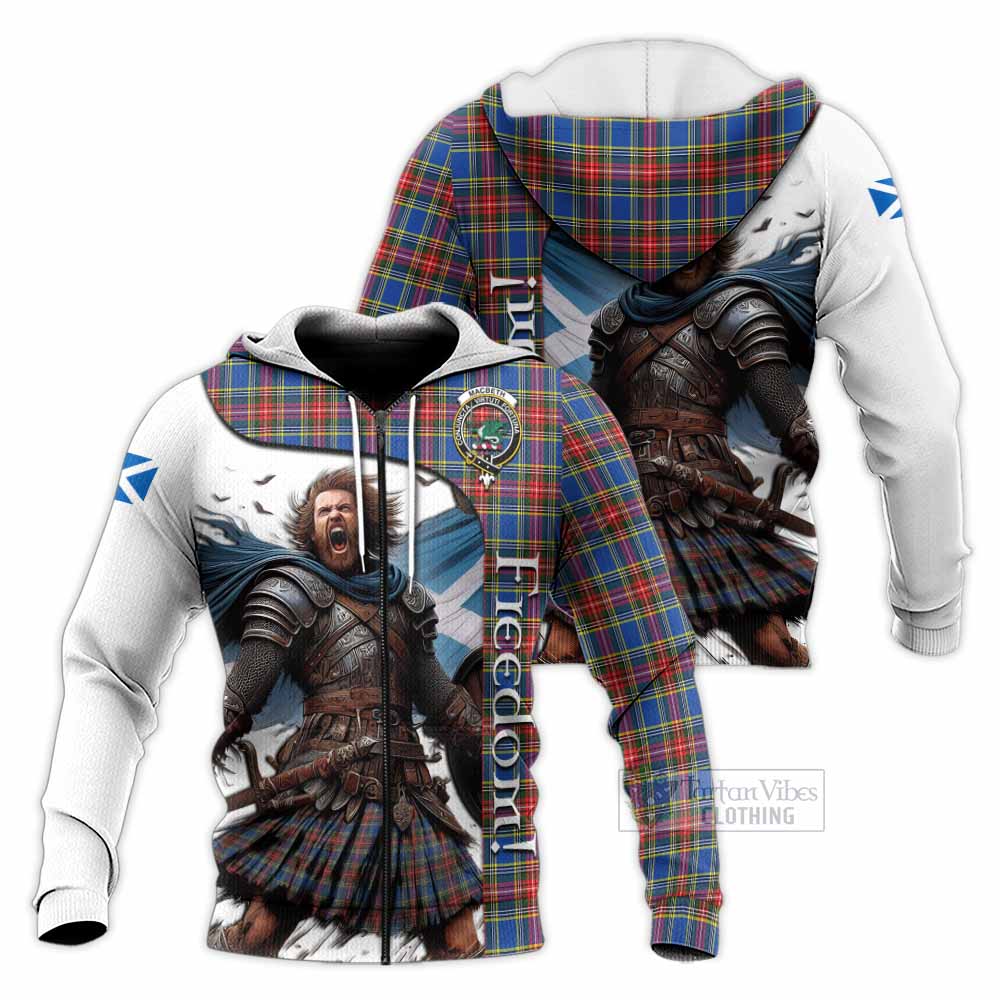 Tartan Vibes Clothing MacBeth (McBeth) Crest Tartan Knitted Hoodie Inspired by the Freedom of Scottish Warrior