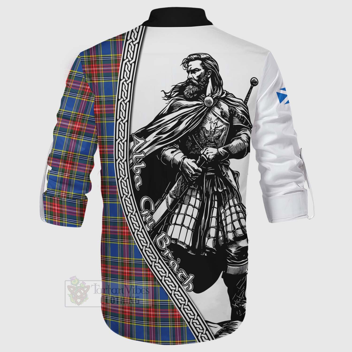 MacBeth (McBeth) Tartan Clan Crest Ghillie Kilt Shirt with Highlander Warrior Celtic Style - Tartan Vibes Clothing