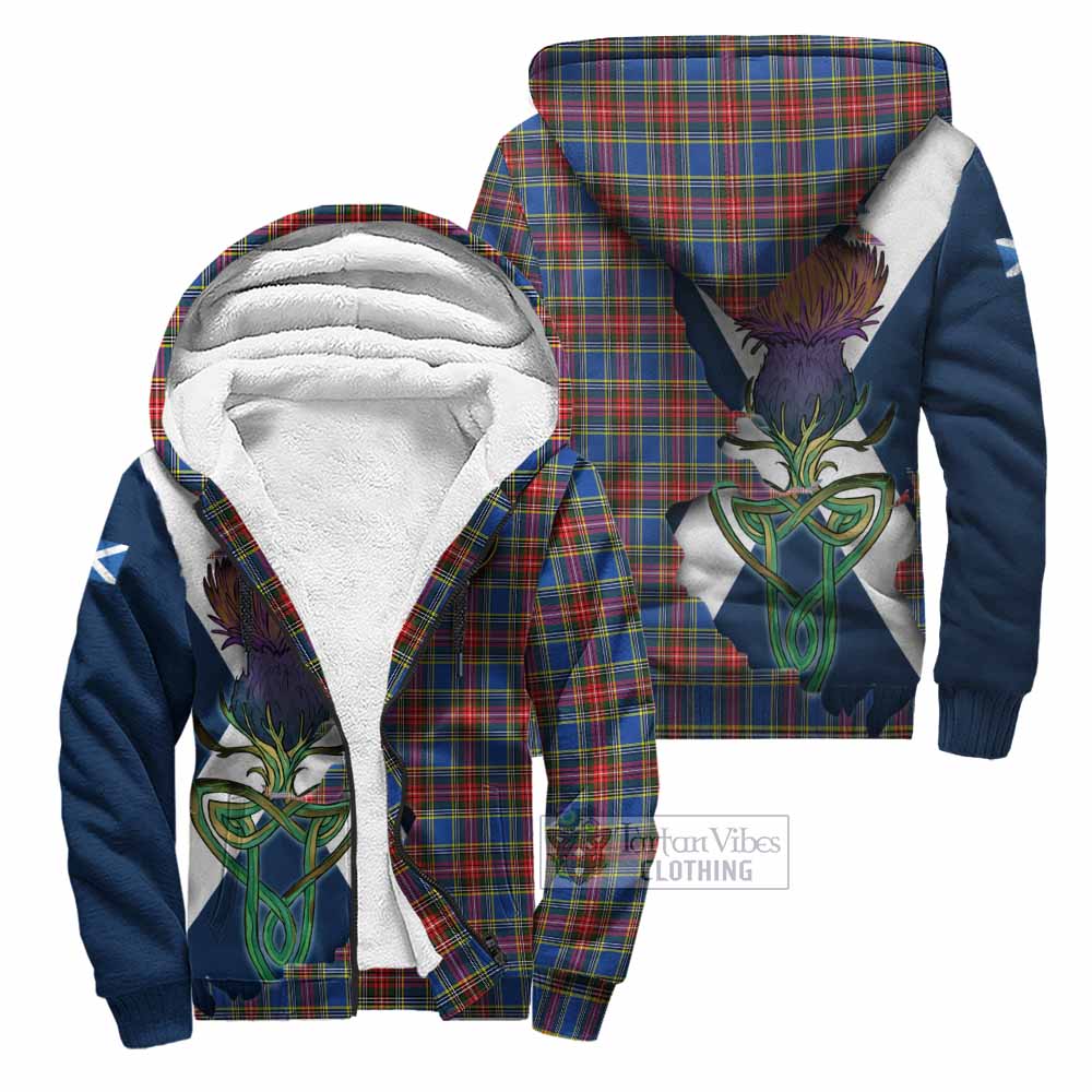 Tartan Vibes Clothing MacBeth (McBeth) Tartan Family Crest Sherpa Hoodie Scottish Thistle Celtic Inspired
