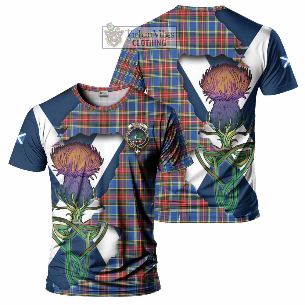 Tartan Vibes Clothing MacBeth (McBeth) Tartan Family Crest T-Shirt Scottish Thistle Celtic Inspired