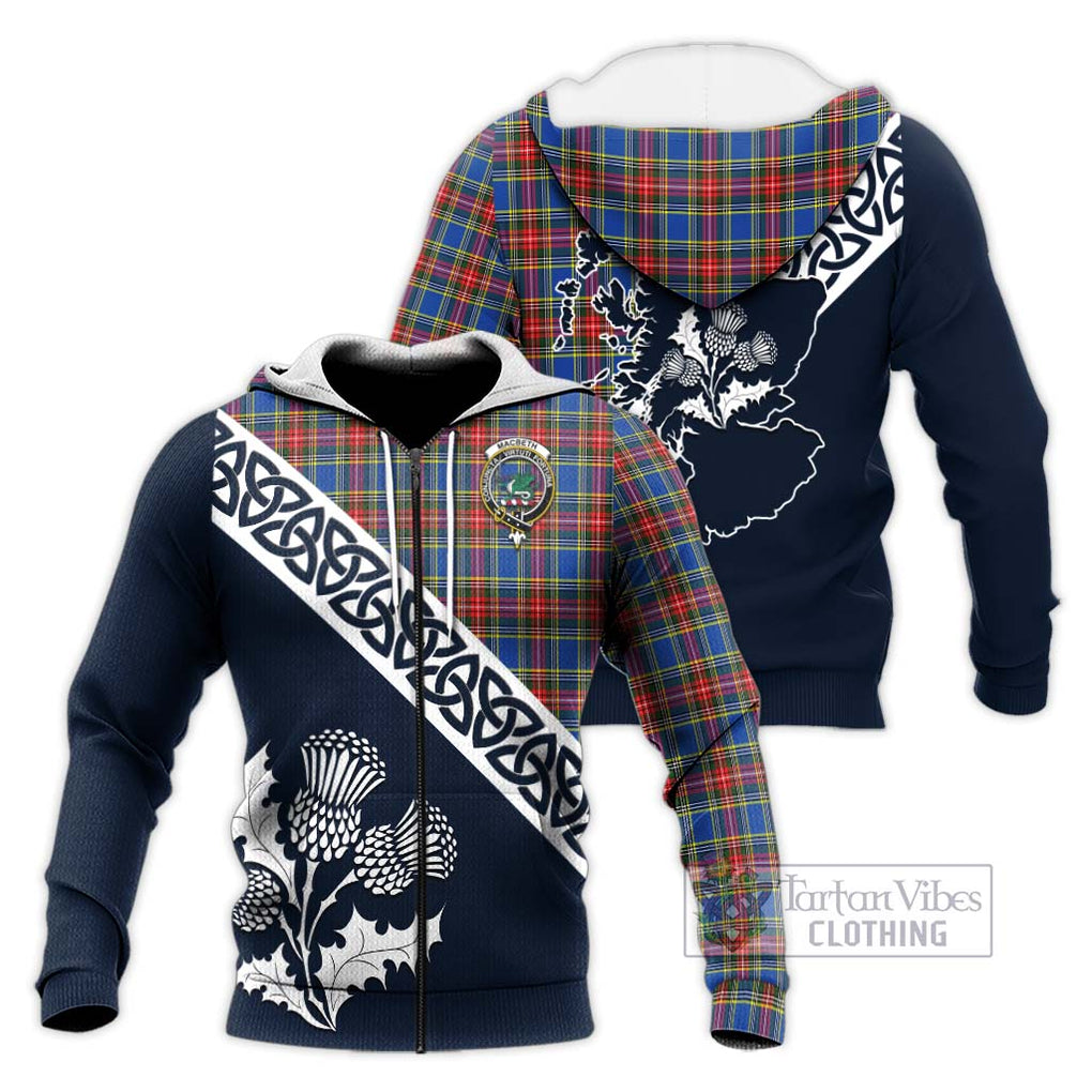 MacBeth (McBeth) Tartan Knitted Hoodie Featuring Thistle and Scotland Map Unisex Knitted Zip Hoodie - Tartan Vibes Clothing
