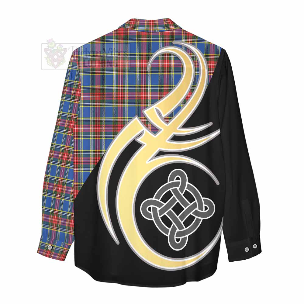 MacBeth (McBeth) Tartan Women's Casual Shirt with Family Crest and Celtic Symbol Style - Tartan Vibes Clothing