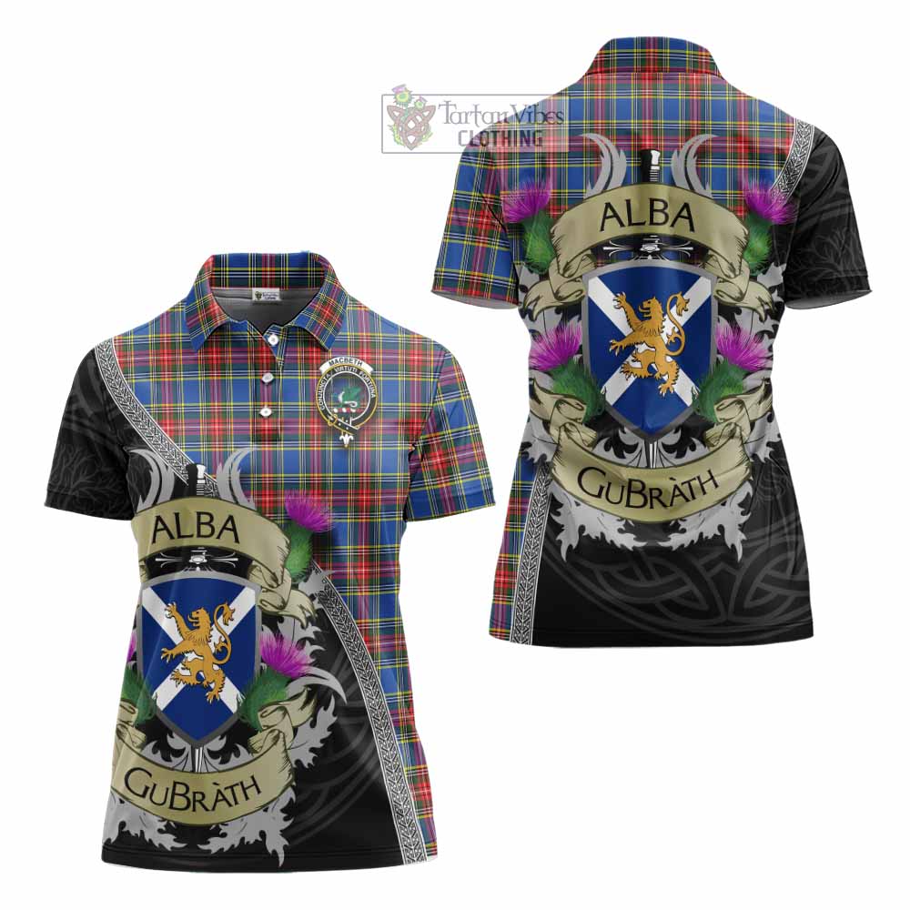 MacBeth (McBeth) Tartan Family Crest Women's Polo Shirt Lion Rampant Royal Thistle Shield Celtic Inspired - Tartan Vibes Clothing