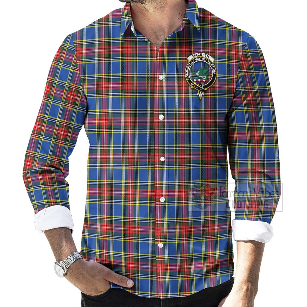 MacBeth (McBeth) Tartan Long Sleeve Button Shirt with Family Crest Celtic Skull Style - Tartan Vibes Clothing