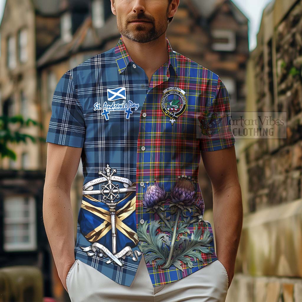 MacBeth (McBeth) Tartan Hawaiian Shirt Happy St. Andrew's Day Half Tartan Style - Tartan Vibes Clothing