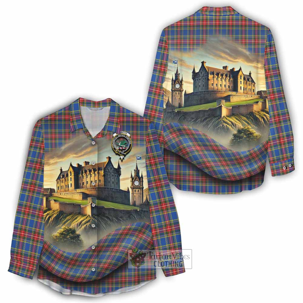 Tartan Vibes Clothing MacBeth (McBeth) Tartan Family Crest Women's Casual Shirt with Scottish Ancient Castle Style