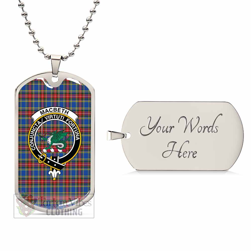 MacBeth (McBeth) Tartan Dog Tag Necklace with Family Crest Silver Yes - Tartan Vibes Clothing