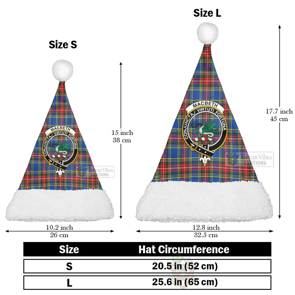 MacBeth (McBeth) Tartan Christmas Santa Hats with Family Crest Christmas Hat L 25.6in (65cm) - Tartan Vibes Clothing